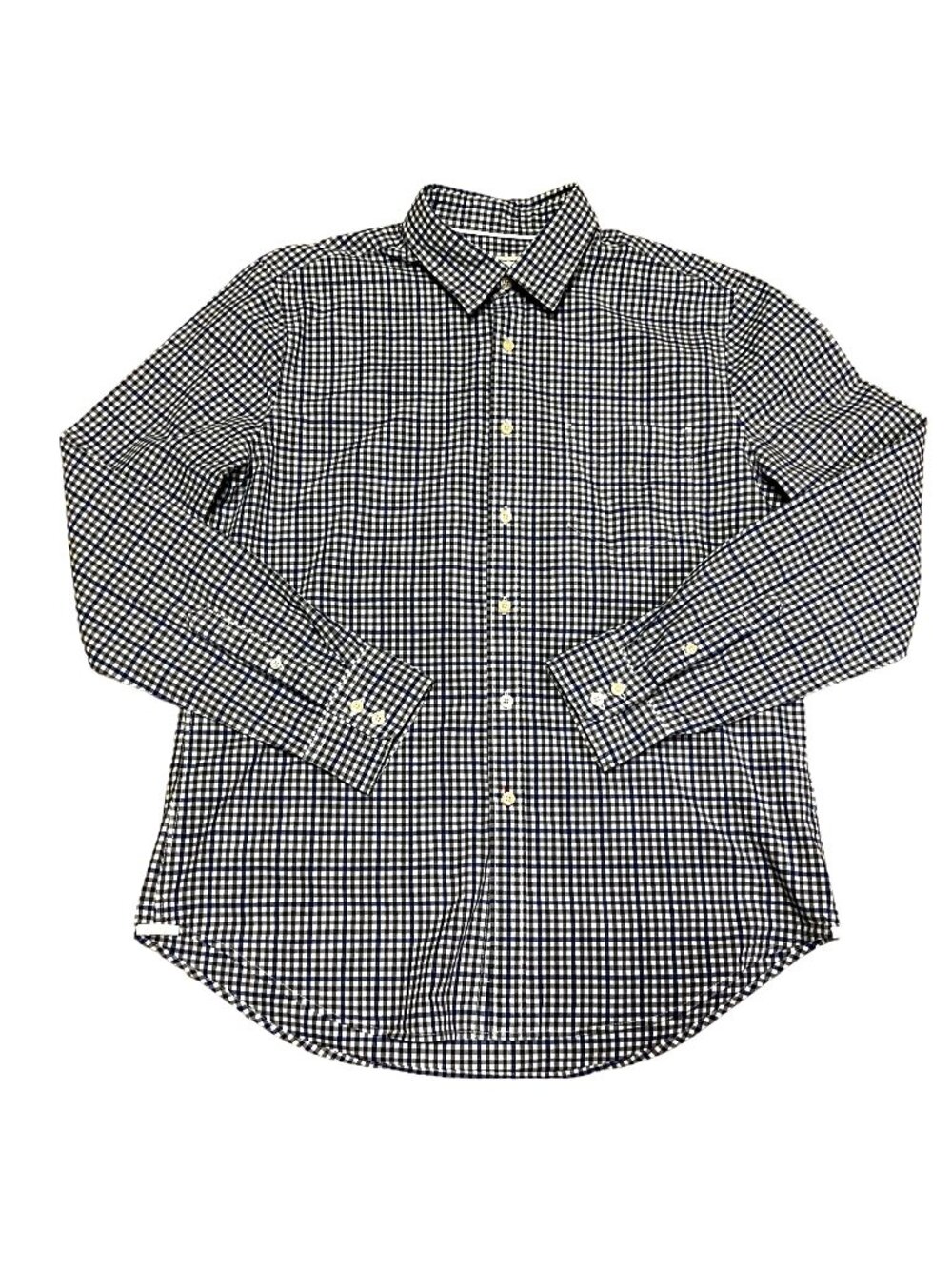 Boden Checkered Shirt Sz L Blue White Long Sleeve Cotton Button Front Mens